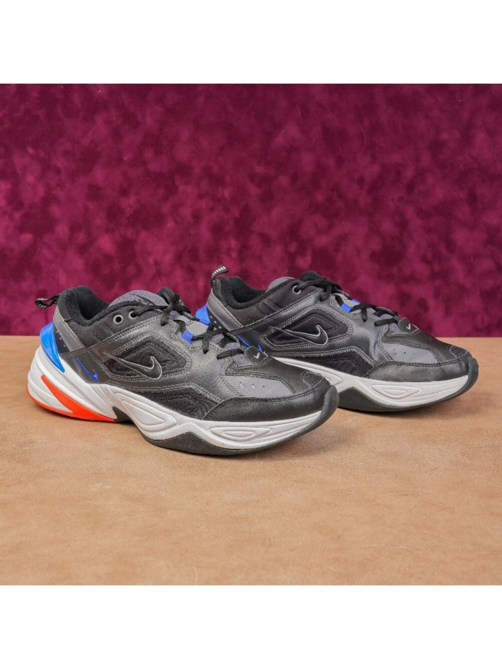 Nike Men Run M2K Tekno Paris Black Red Blue Trainers Sneakers size 12